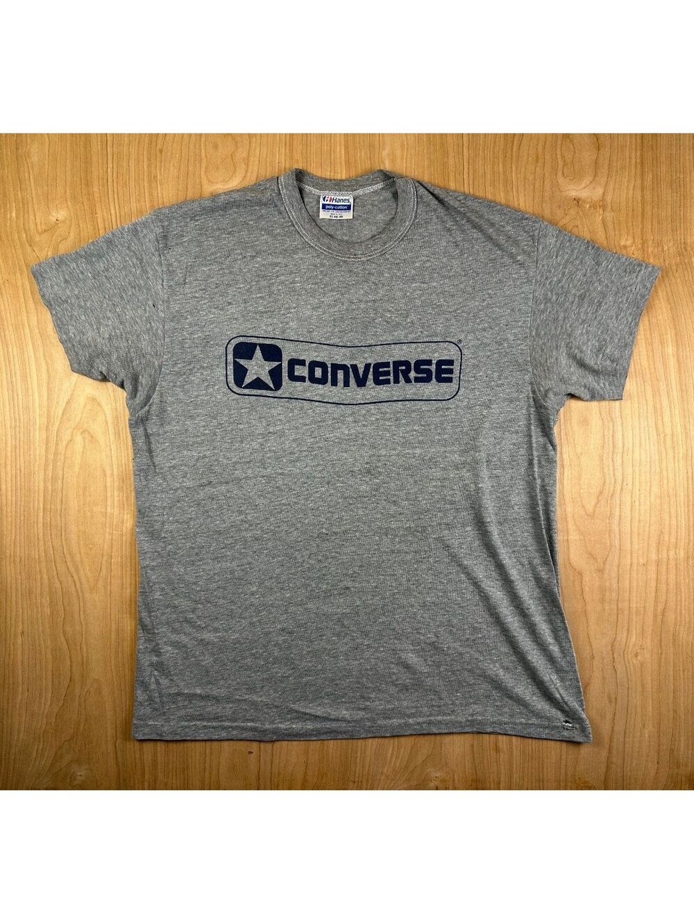 Vintage 80s Converse tshirt Single Stitch Hanes xlarge athletic heather gray